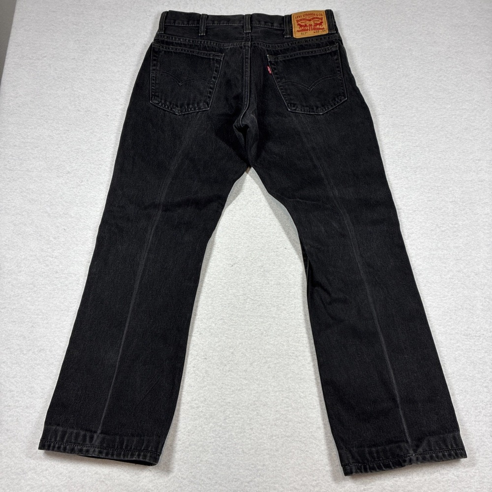 Levis 517 Mens Bootcut Jeans Faded Black Denim Pants 33x29 *Hemmed* Starched - Picture 7 of 15